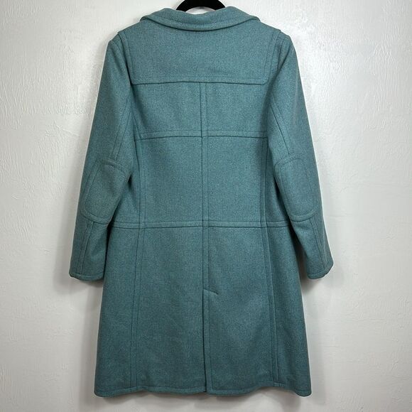 Faconnable Turquoise Wool Blend Single Breasted Button Front Coat Size S - Picture 4 of 10